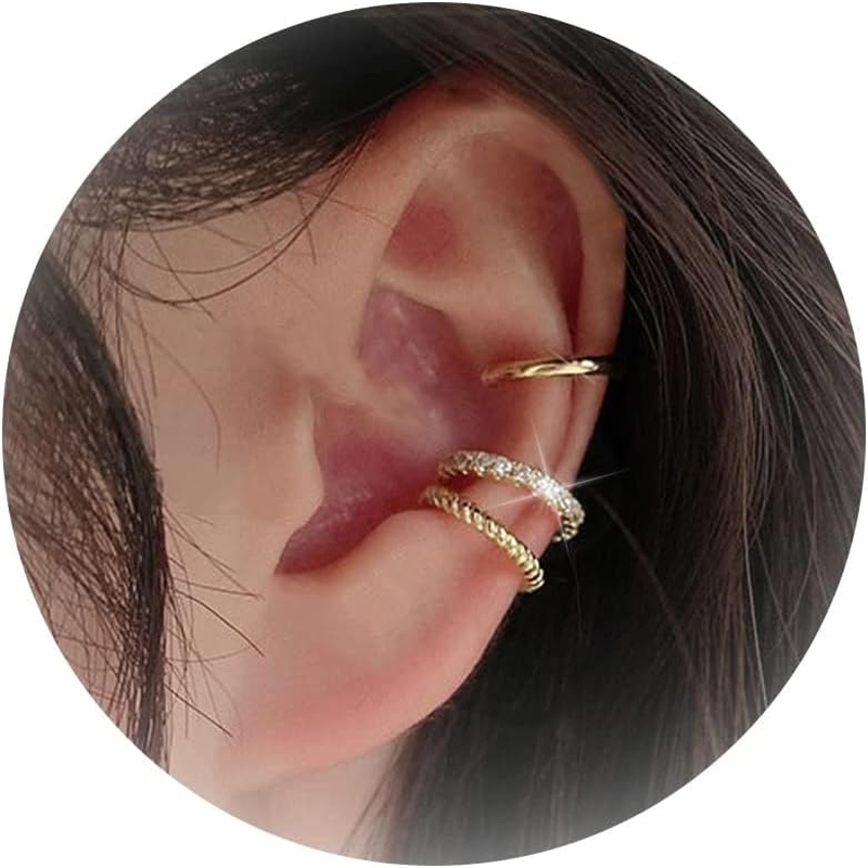 Trendy Non-Piercing Gold Clip-On Ear Cuffs for Women