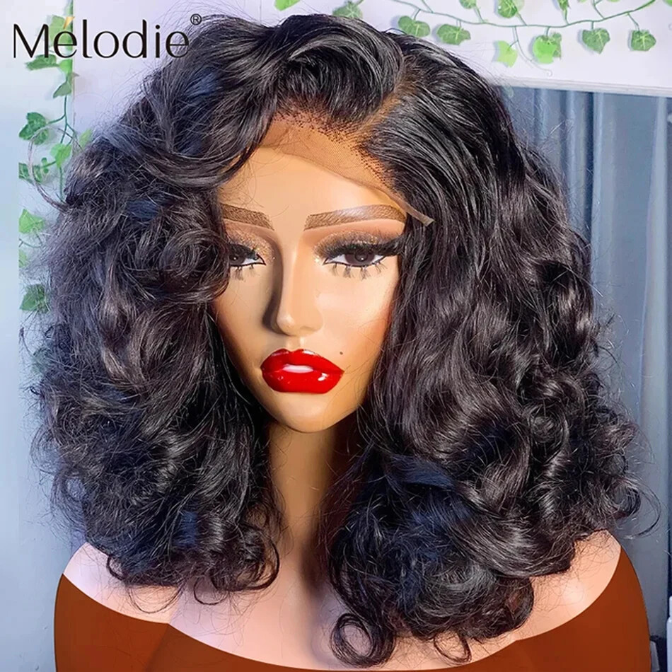 Transparent Bob Body Wave Lace Front Human Hair Wig Glueless 5x5 Closure
