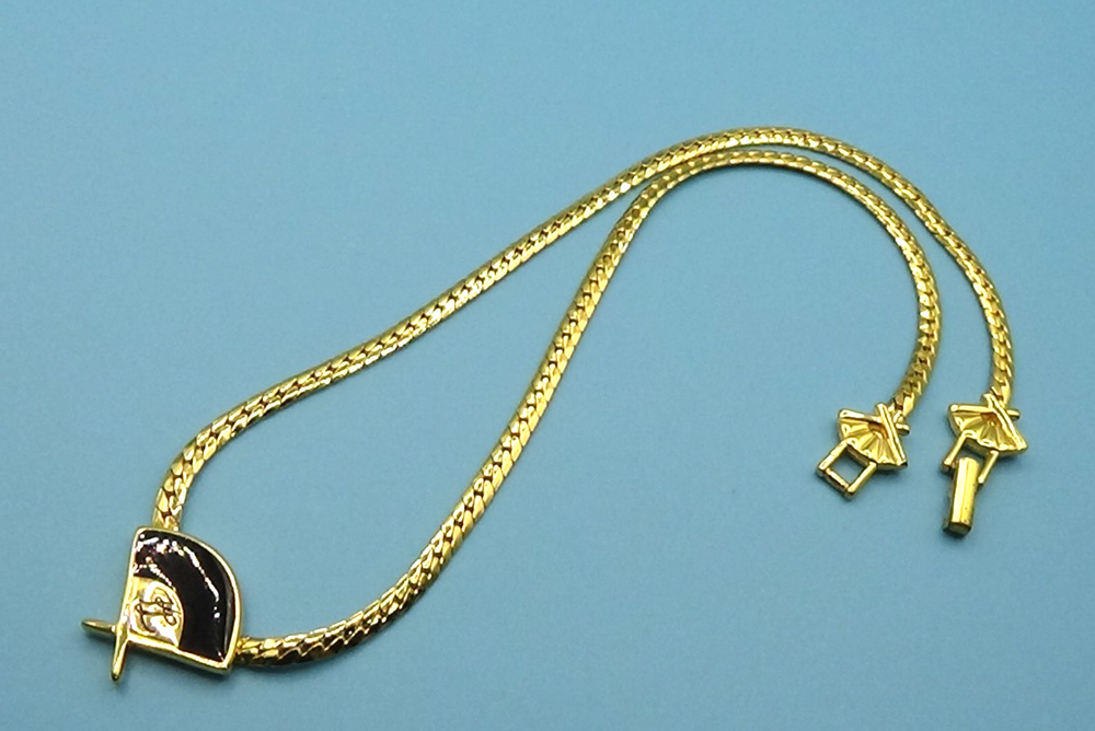 Vintage Karl Lagerfeld Black Enamel Fan Logo Gold Plated Necklace