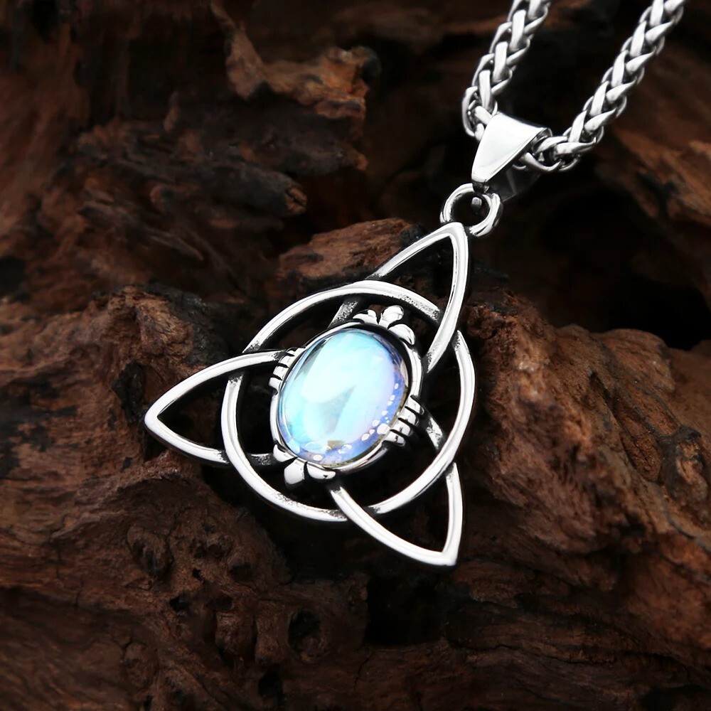 Viking Trinity Knot Necklace Pendant Stainless Steel Amulet Women Men Jewelry