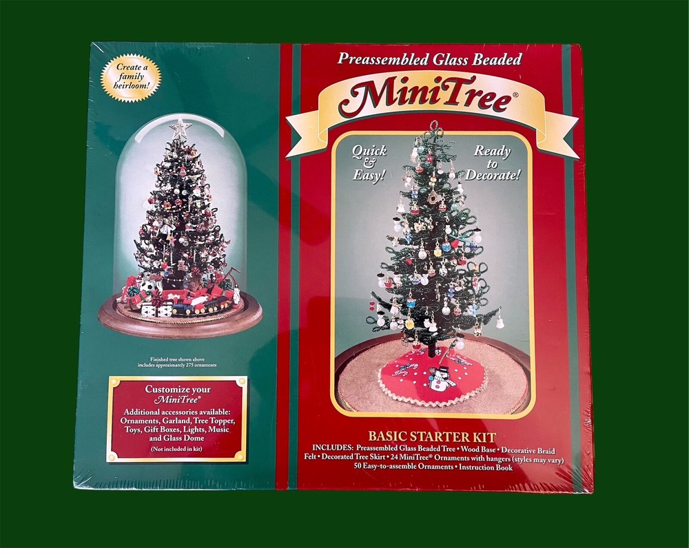 Westrim Glass Beaded Mini Christmas Tree Preassembled Starter Kit w Ornaments