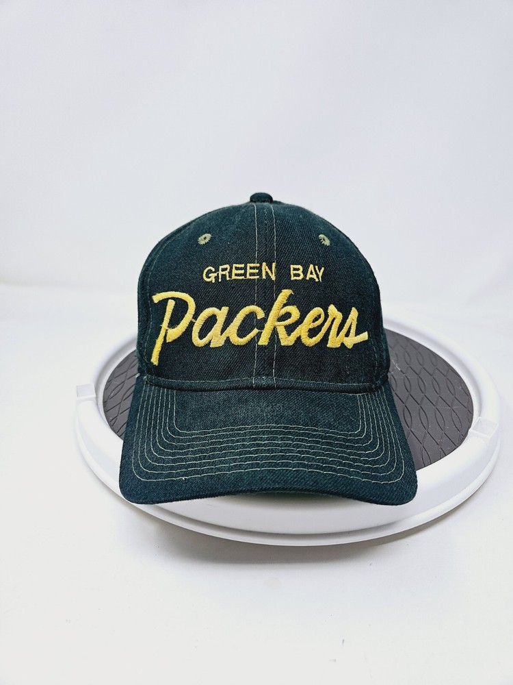 Green Bay Packers Sports Specialties Script SnapBack Hat Cap 100% Wool Vintage