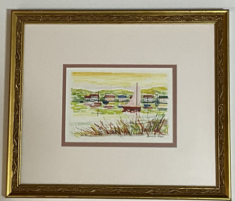 Kenneth Kaye 11x13 Framed Signed Original Watercolor Basket Art