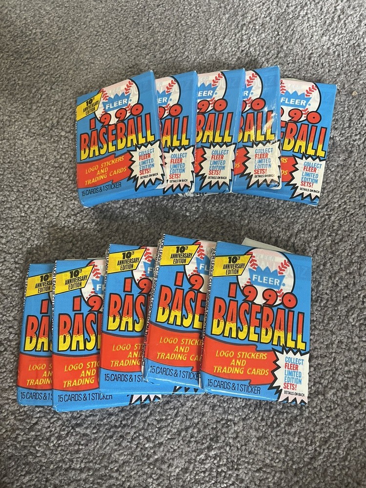 10 Fleer 1990 Baseball Trading Card Wax Pack CLEARANCE SALE!-image