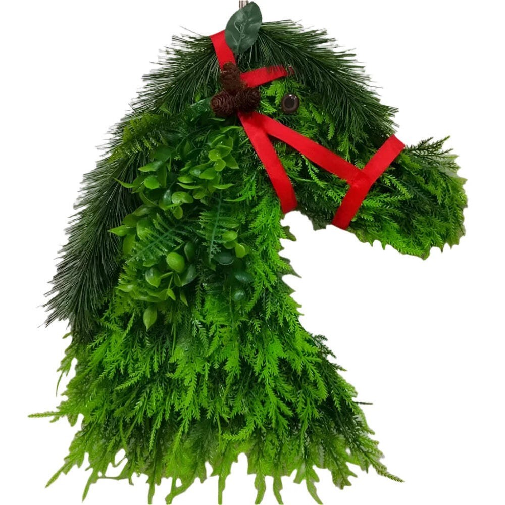 NNEOBA Christmas Horsehead Pine Needle Garland Decoration
