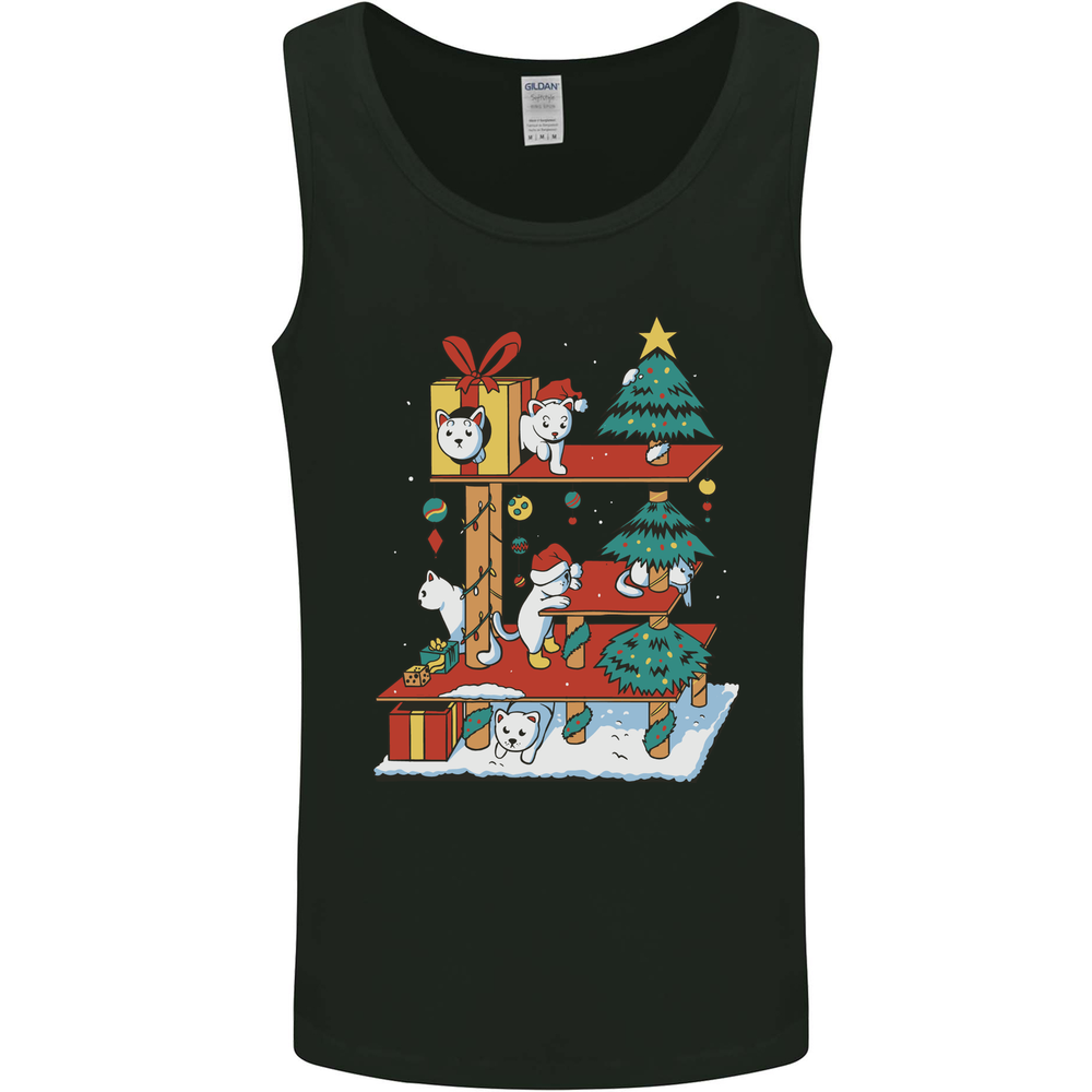 Christmas Cat House Funny Winter Xmas Mens Vest Tank Top