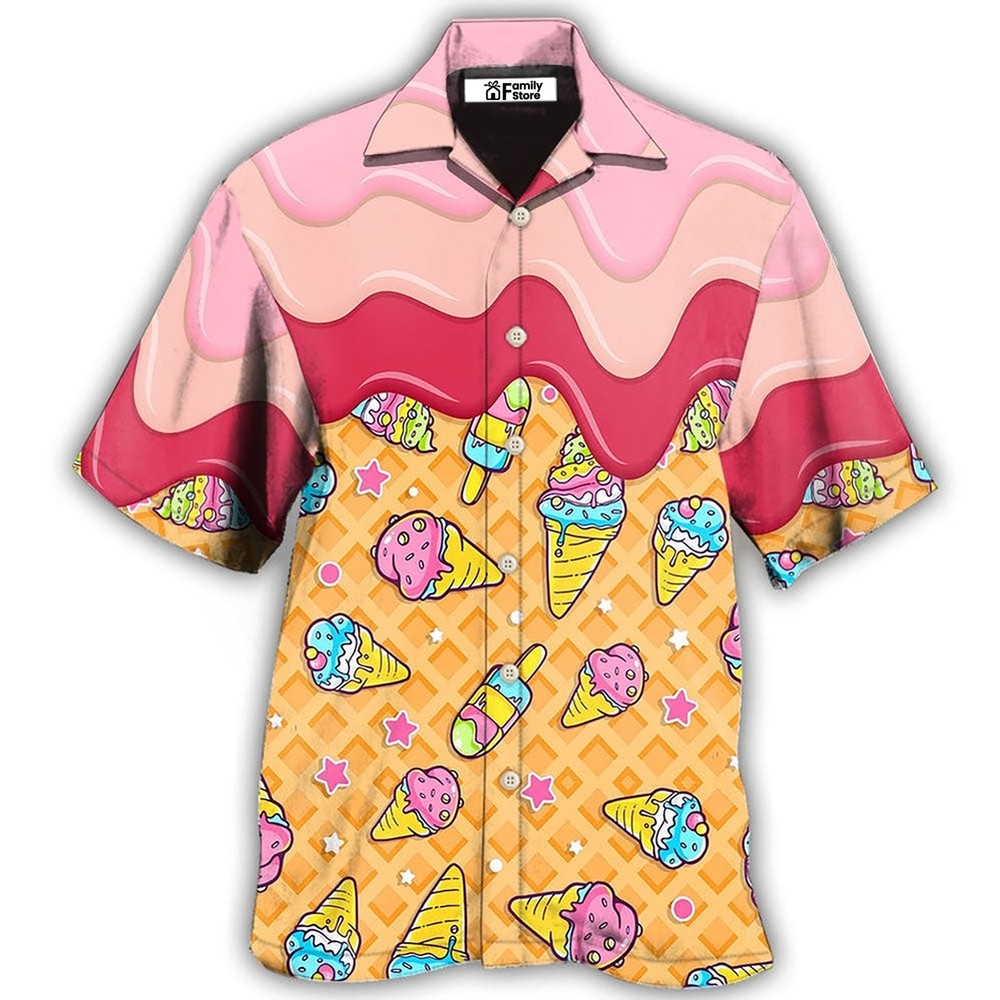Ice Cream Freshness Inspired Hawaiian Shirt Featuring Rose Design for Summer Style
