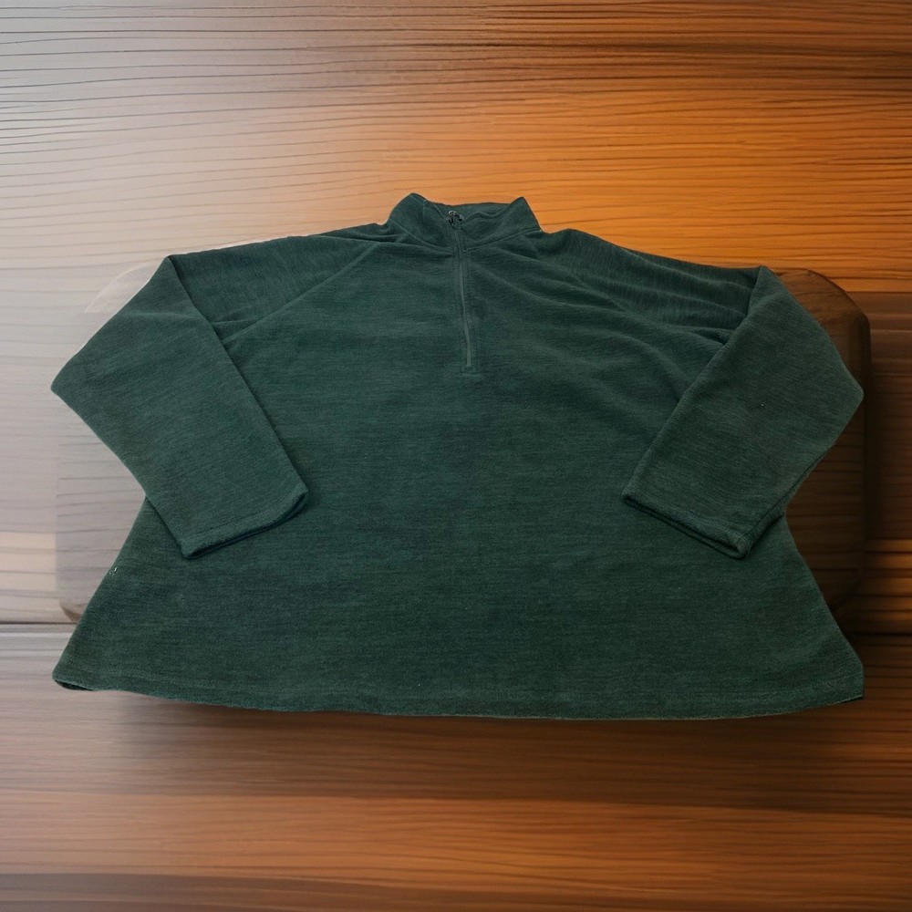Eddie Bauer Womans XXL 2XL Solid Heather Dark Green 1/4 Zip Sweatshirt