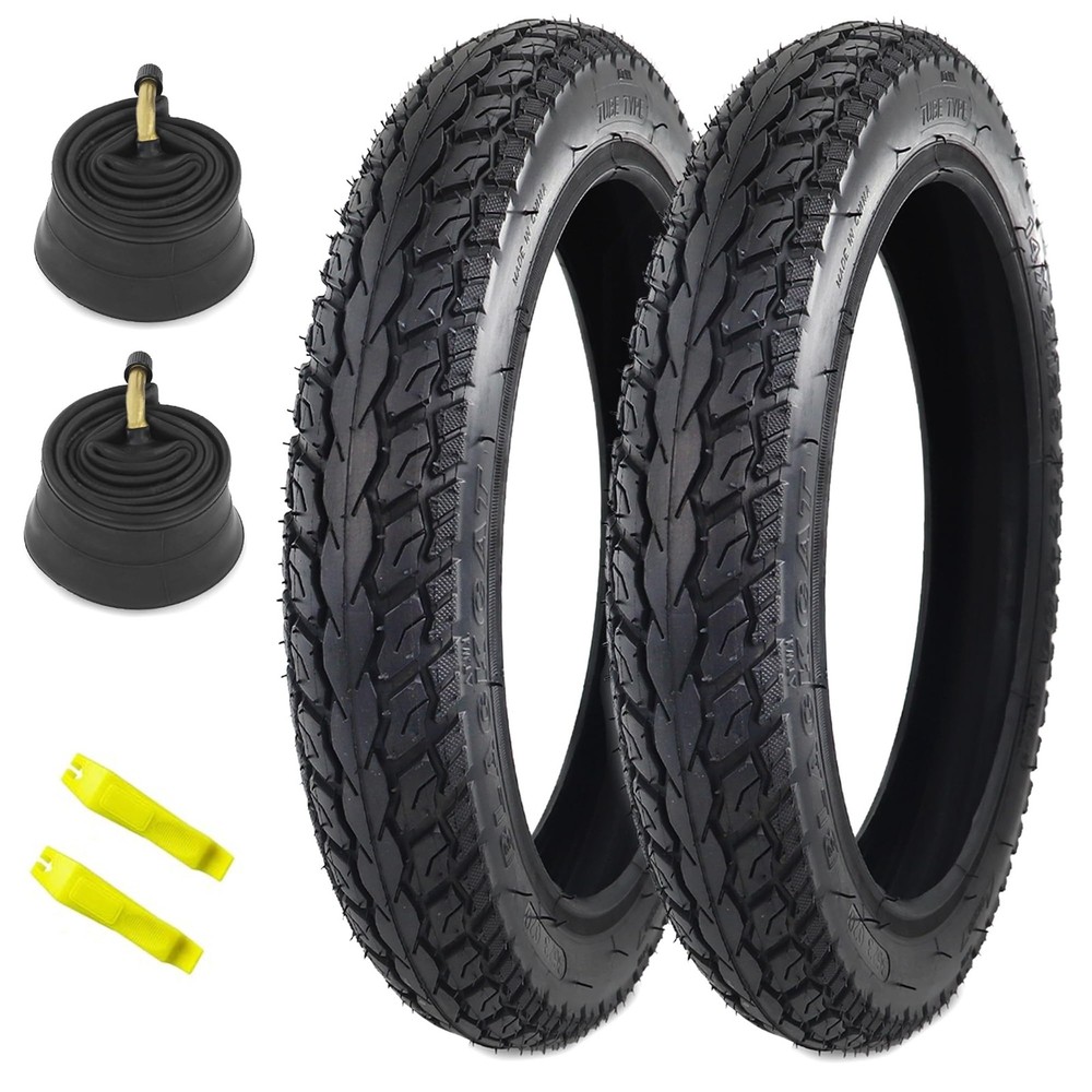 E-Bike Tire 14x2.125 2 Pack with Tubes Compatible Kids Bike Replacement Black