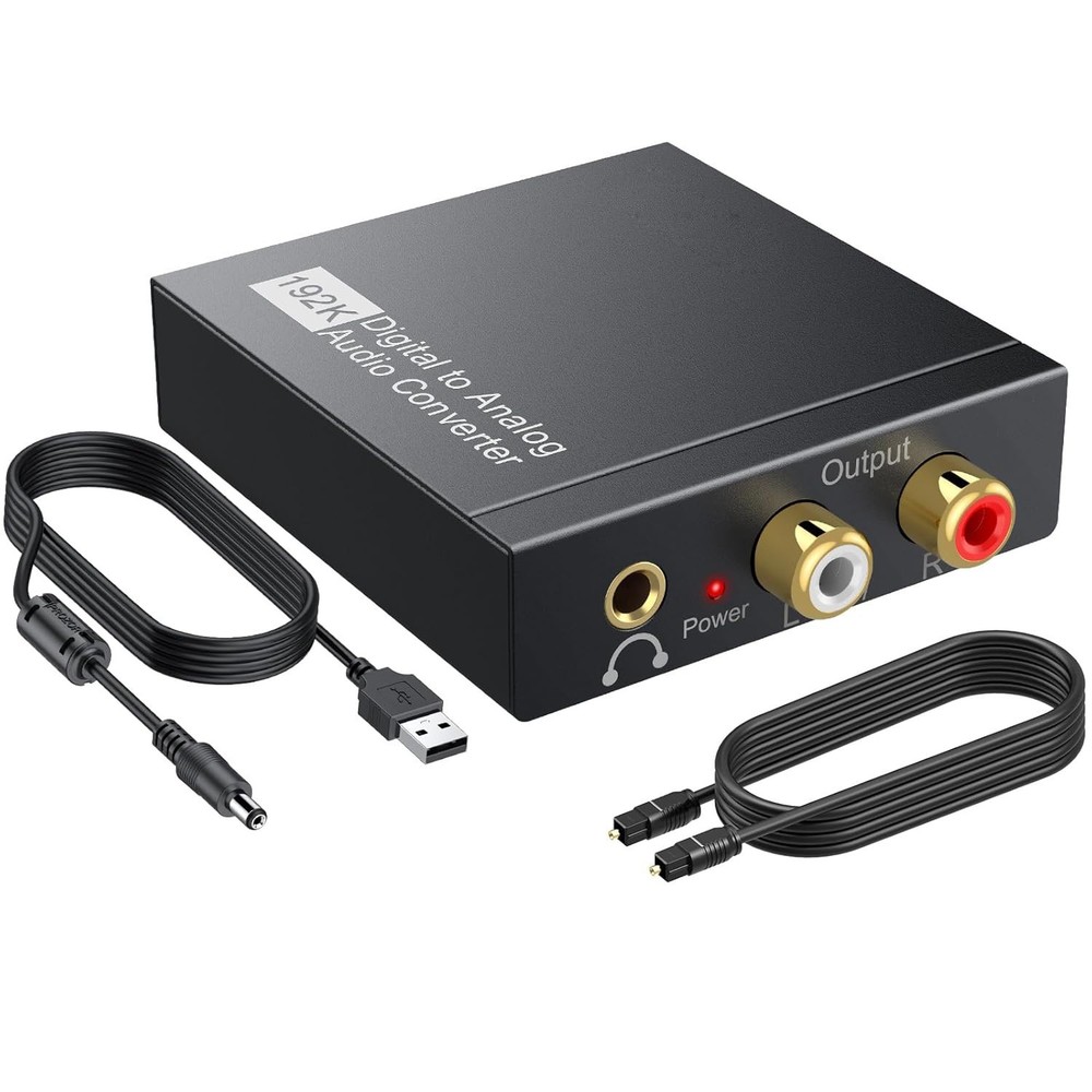 192KHz Digital to Analog Audio Converter DAC Optical L/R RCA 3.5mm Jack Adapter