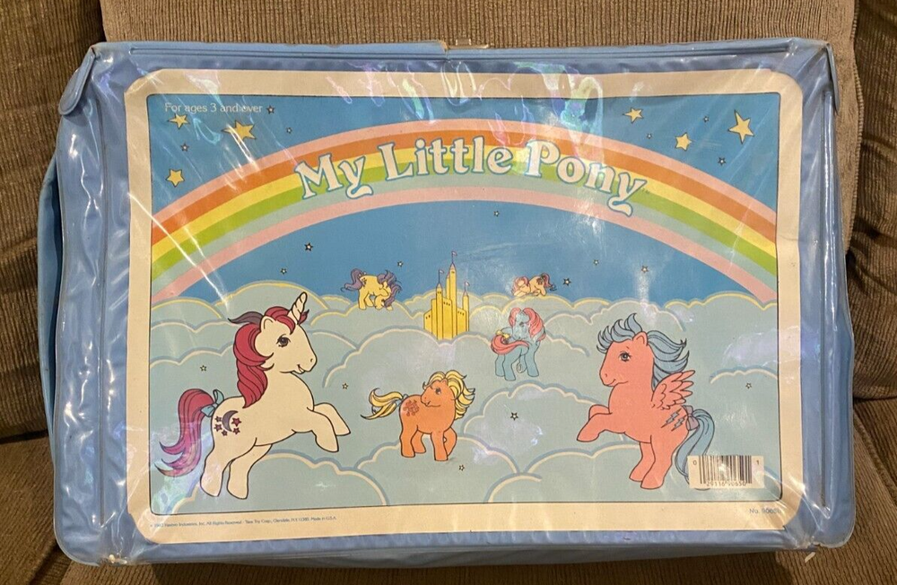 VINTAGE 1983 Hasbro MY LITTLE PONY Ponies blue VINYL CARRY CASE Carrying