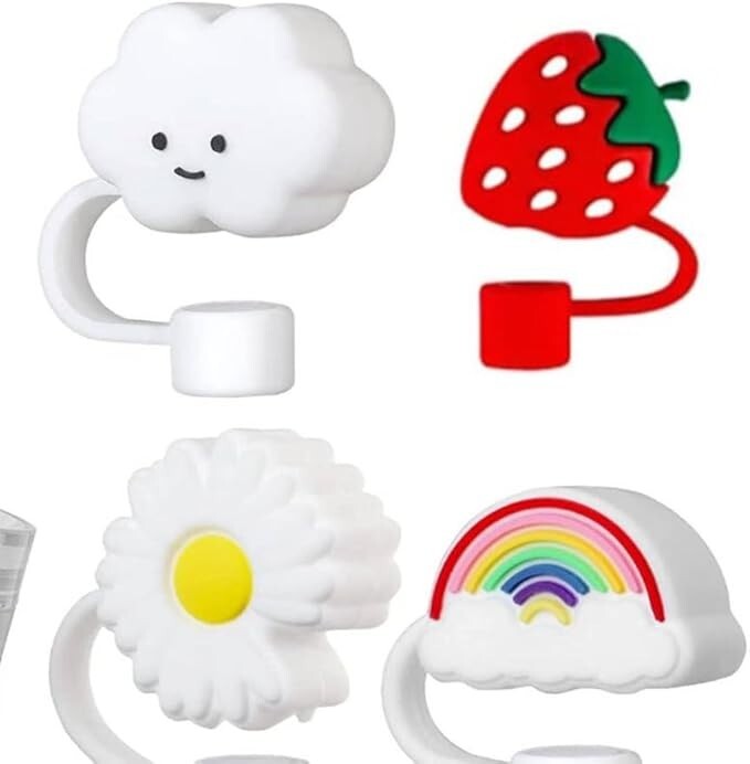 BULK  Reusable Straw Cover - Strawberry Daisy Cloud Rainbow - 40 pcs NEW