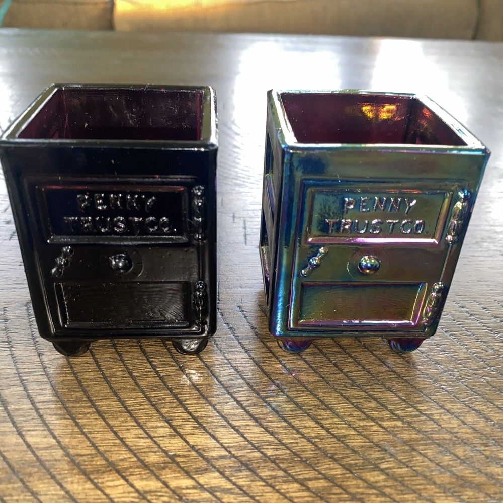 Westmoreland Glass Amethyst Carnival Penny Trust Co Safes Lidless Trinket Box