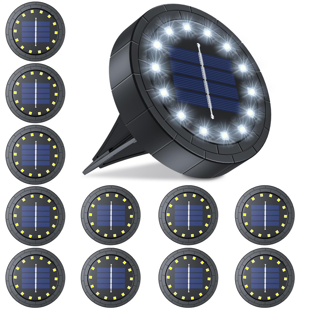 12 Pack Waterproof IP65 Solar Pathway Lights for Outdoor Garden
