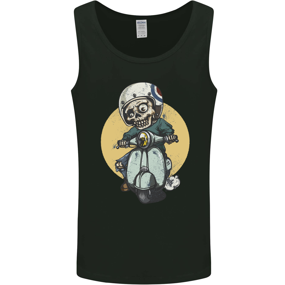 Mod Scooter Moped Skull Mens Vest Tank Top