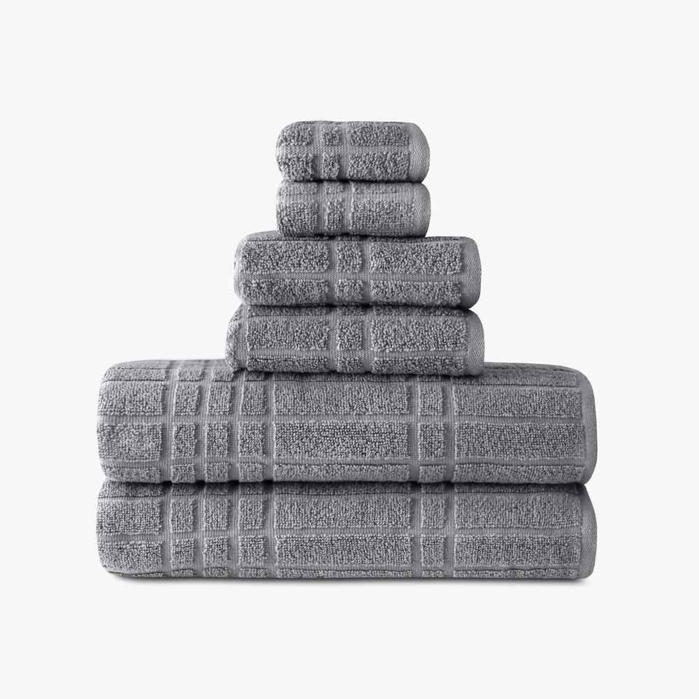 Mainstays Performance Texture 6-Piece Towel Bundle, Grey