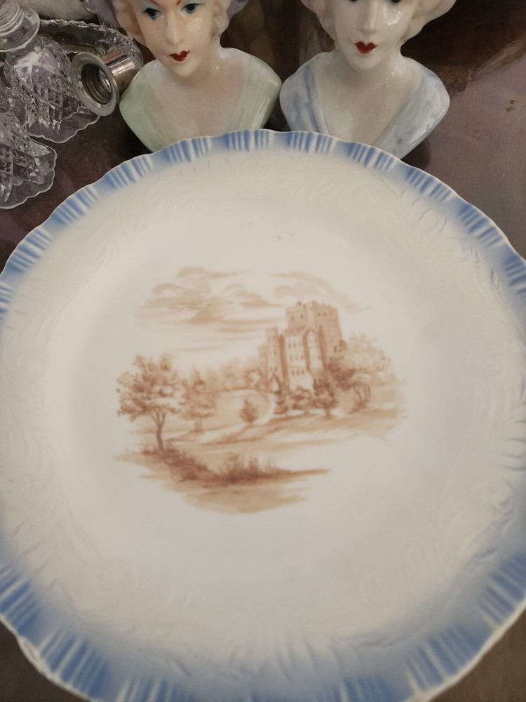 Antique Blue Rim Cremax MacBeth Dinner Plates