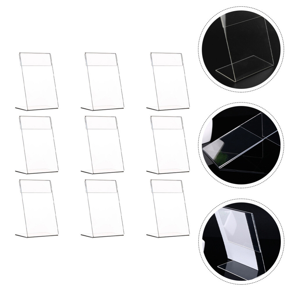 9 Pcs Acrylic Table Signs Price Tag Photo Display Stand Office