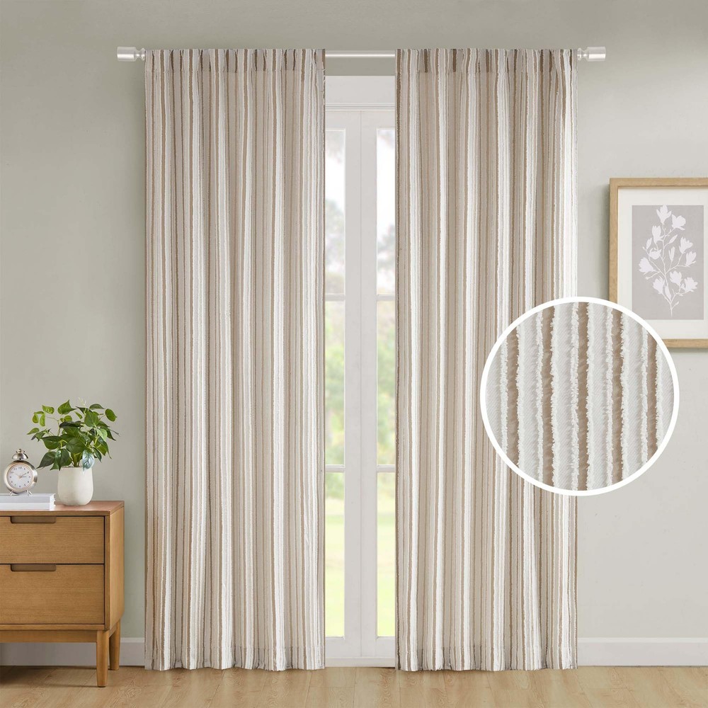 Cationic Dye Jacquard Farmhouse Curtains with Clip Design