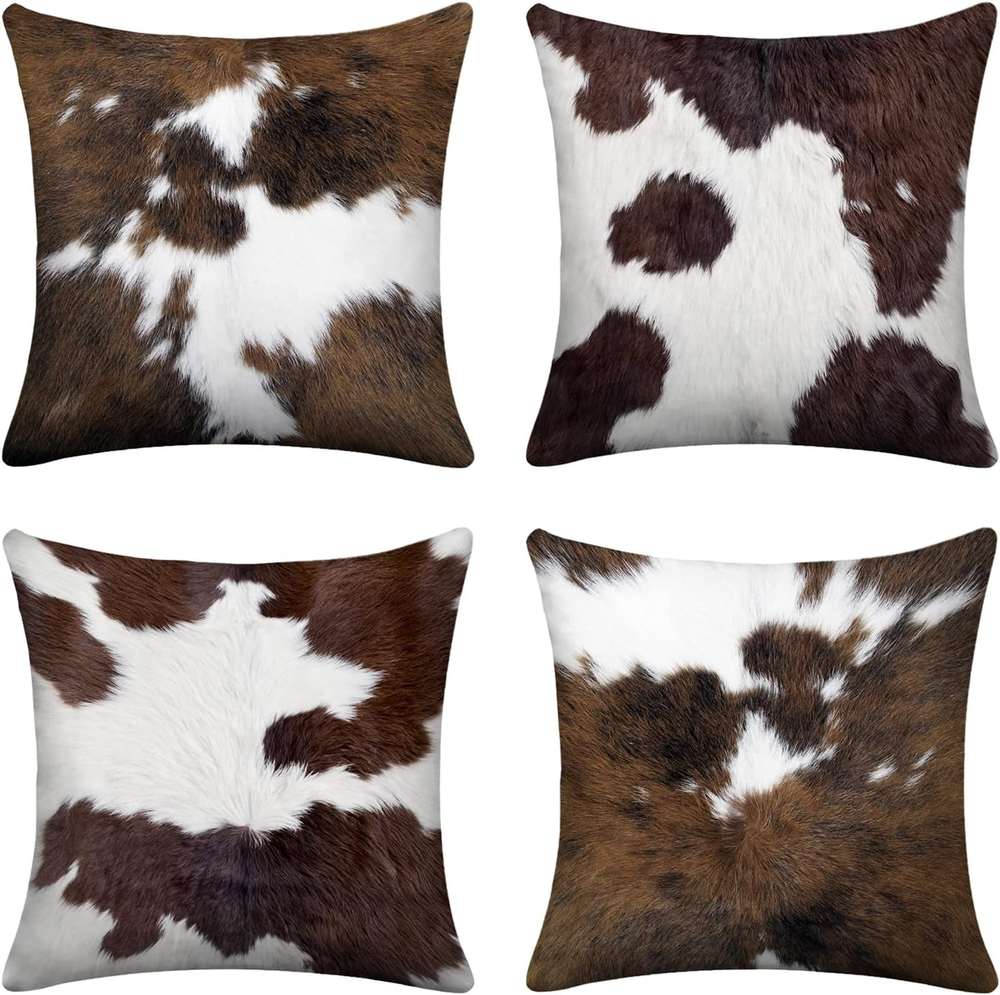 Cow Print Decorative Pillow Covers for Stylish Cowhide Accent Couch Decor