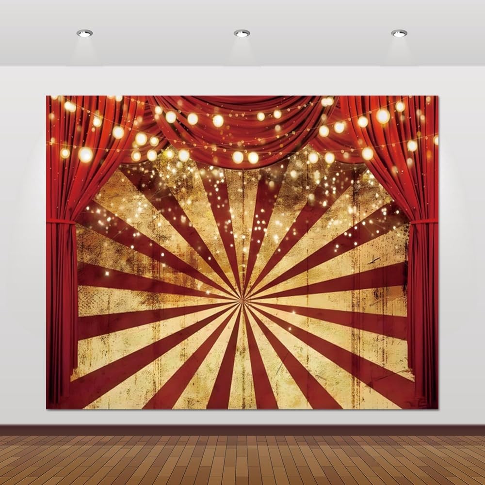 10x8ft Circus Backdrop Carnival Theme Party Red Curtain Background Baby Showe...