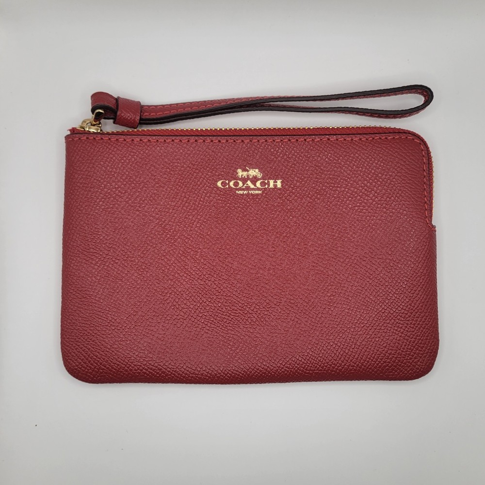 Coach 1941 Red Crossgrain Leather Zip Wristlet 58032 New With Tags