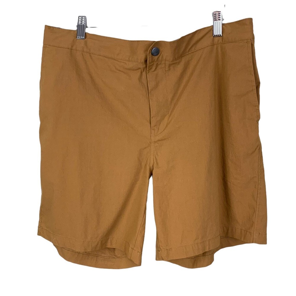 Treasure Bond Slim Fit Cotton Nylon Drawstring Elastic Waist Shorts L Large Tan