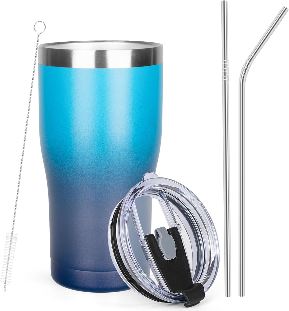 20Oz Coffee Tumbler with Lid and Straw Double Wall Vacuum Insulated Cup Stainles