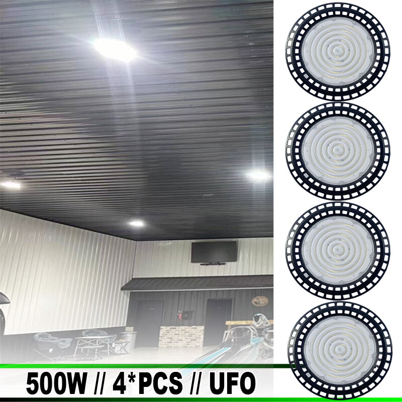 500W LED UFO High Bay Light 4-Pack for Warehouse & Factory Lighting  