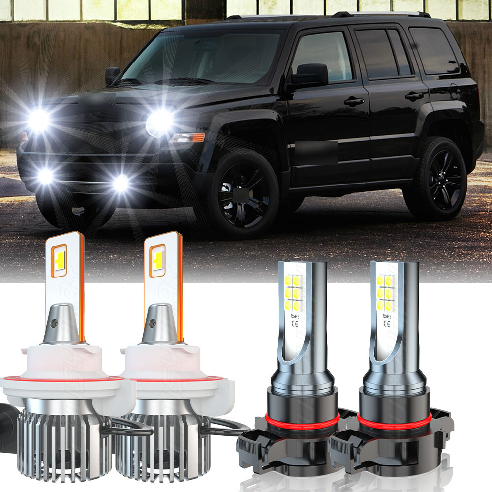 FOR 2010-2017 Jeep Patriot LED Headlights High Low Beam + Fog Light 9008+5202