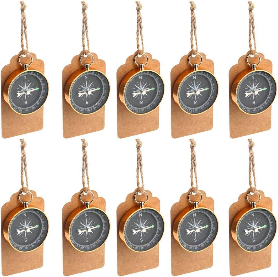 50Pcs Compass Wedding Favors for Guests, Compass Souvenir Gift with Kraft Tags f