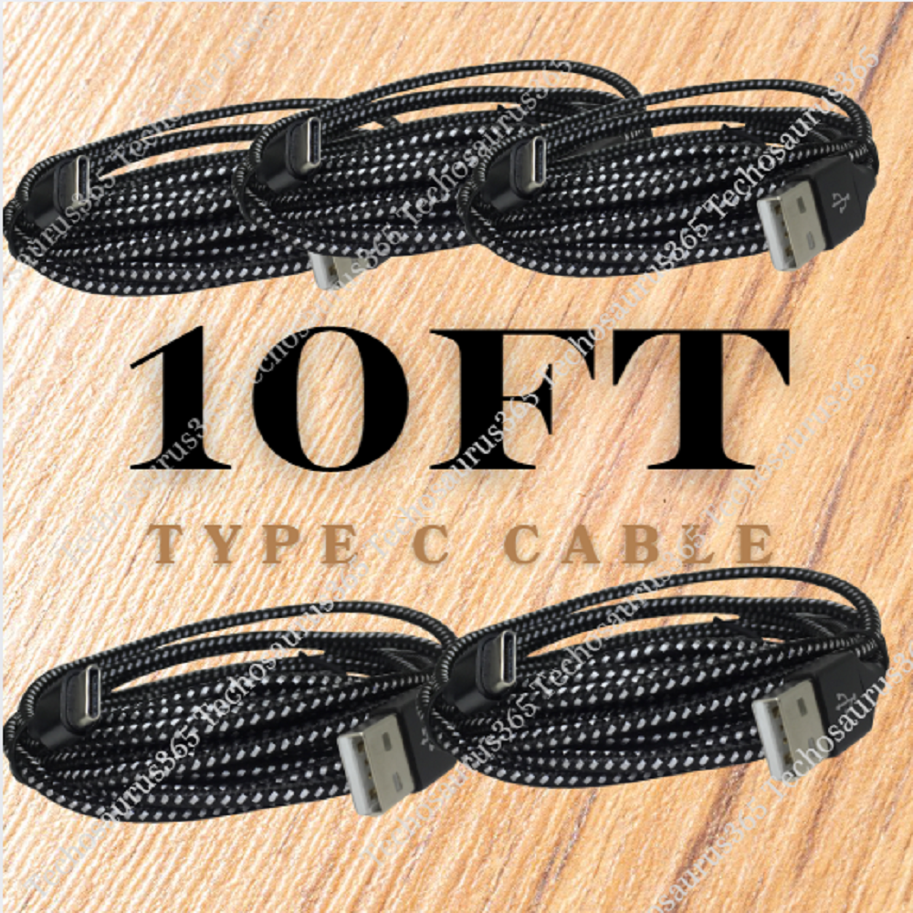 10ft USB-C Fast Charging Cable for Samsung iPhone 15 16