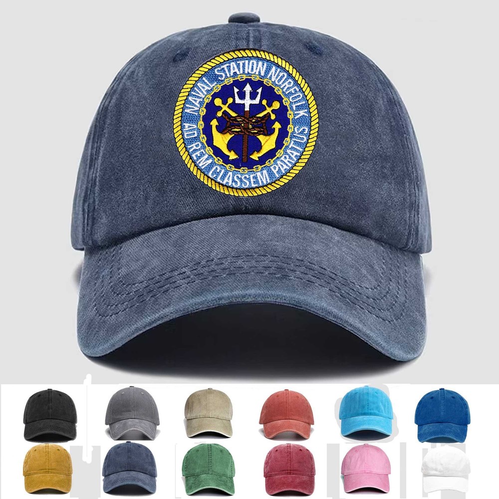 Custom Personalization Embroidered Hat Norfolk Naval Station Virginia, Gift Idea