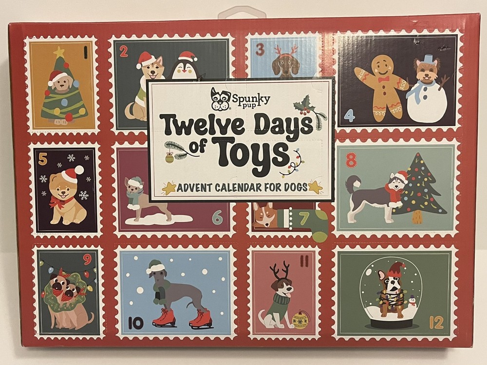 NEW Spunky Pup Christmas Dog Toy Advent Calendar 12 Days Holiday Puppy Toys