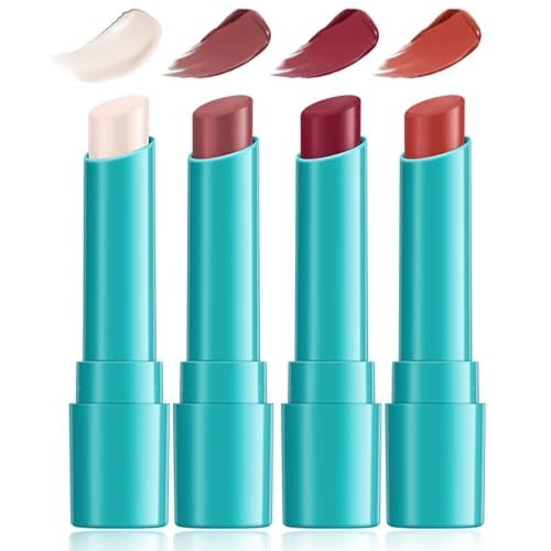 4 Pcs Lip Tint Hydrating, Moisturizing Tinted Lip Balm, Long-Lasting Waterproof
