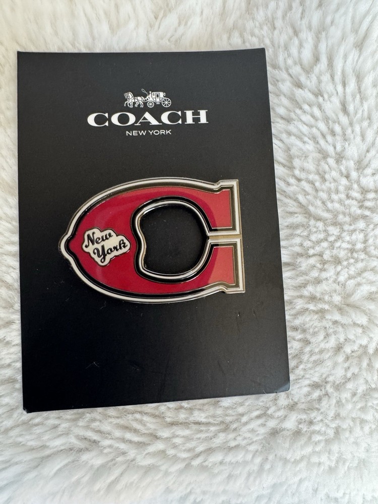 COACH Red Enamel New York Varsity MTI 24999G Pin