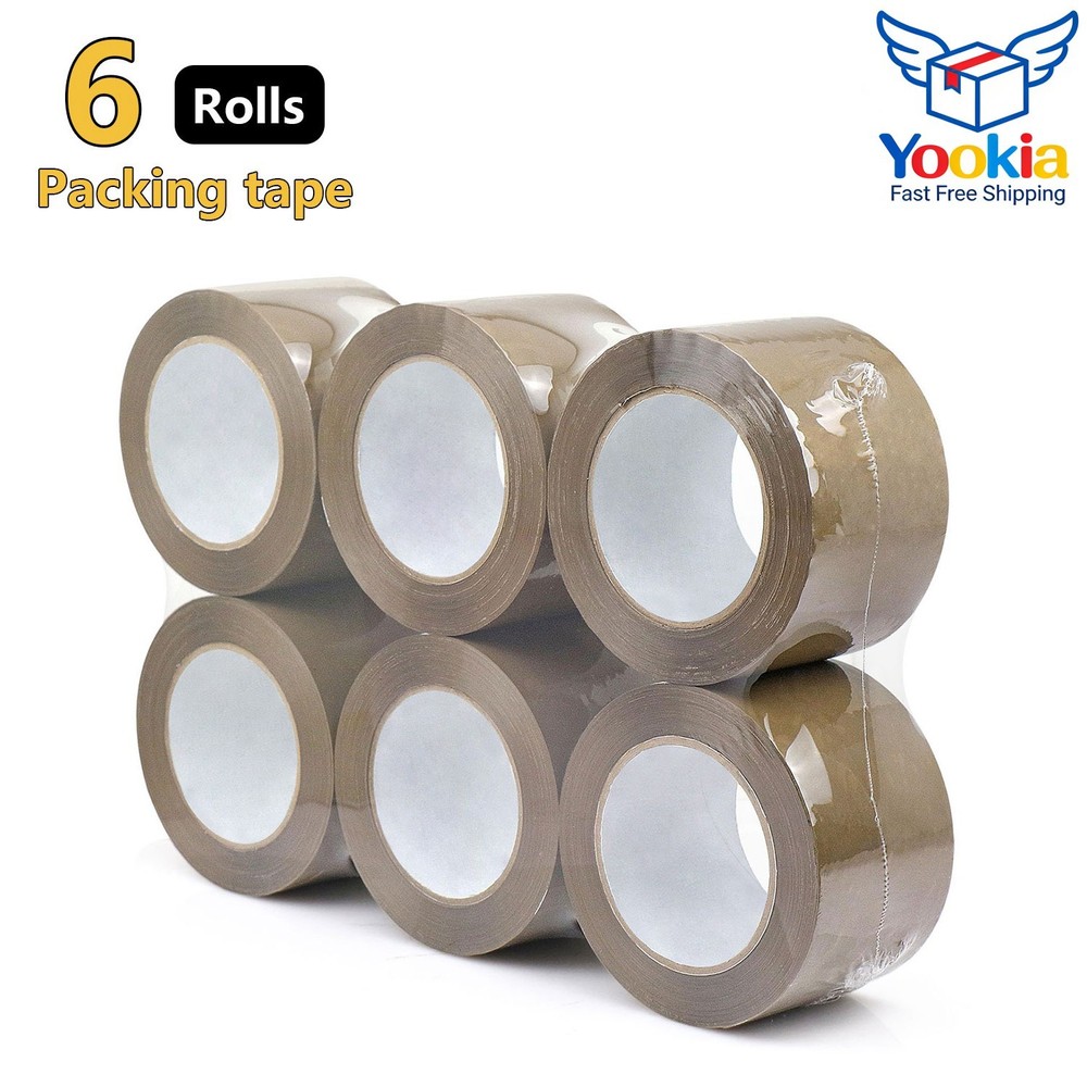 6 Rolls Carton Sealing Brown Packing Tape Box Shipping -2 mil 2