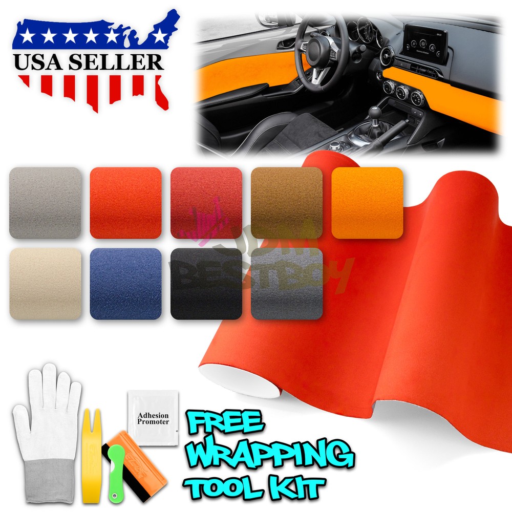 Velvet Stretchable Suede Textured Car Vinyl Wrap Sticker Decal Sheet Film DIY