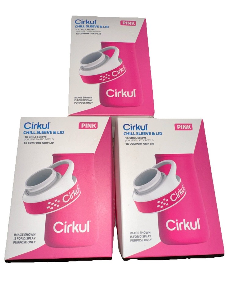 Set Of 3 Cirkul Chill Sleeve & Comfort-Grip Lid for 22oz Bottle- Pink
