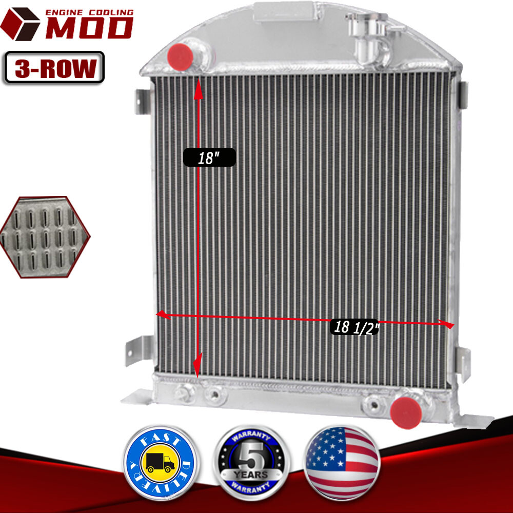 3-Row Aluminum Radiator Fit Ford 1928 1929 Model A Chevy Engine Configuration