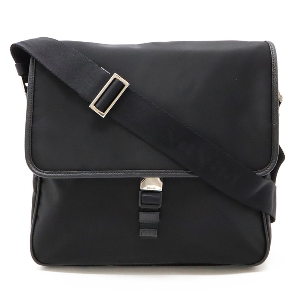 RARE PRADA Logo Jacquard Nylon Shoulder Bag Crossbody Messenger in Nero
