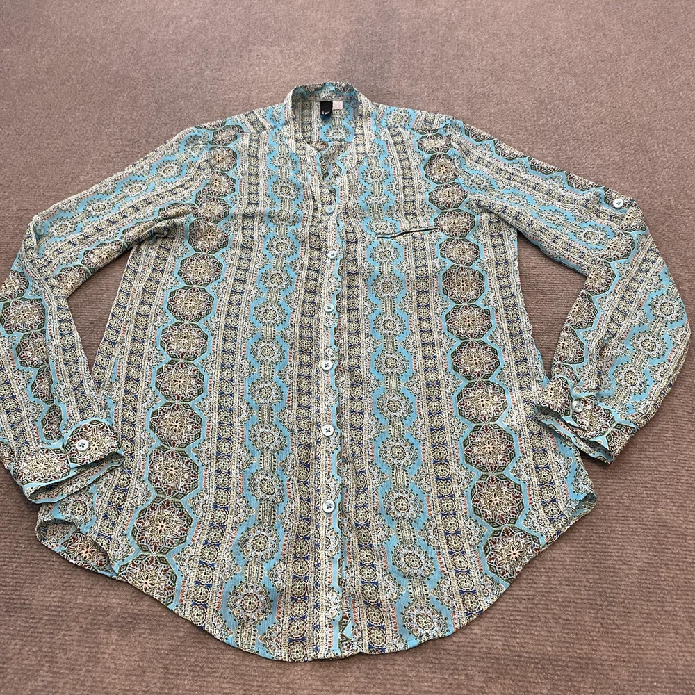KUT from the Kloth Shirt Women Small Aztec Geometric Print Button Up Long Sleeve