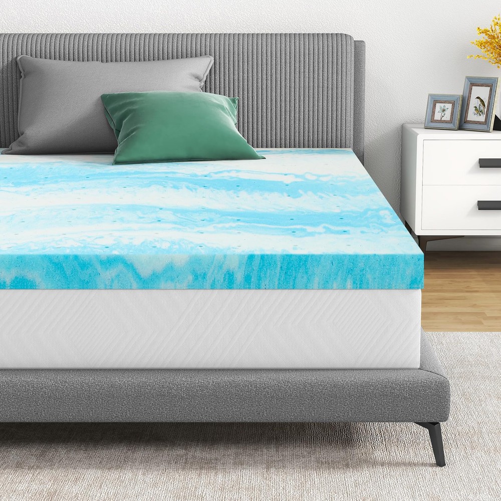 3 Inch Gel Memory Foam Mattress Topper Queen Size - Cooling & Pressure Relief