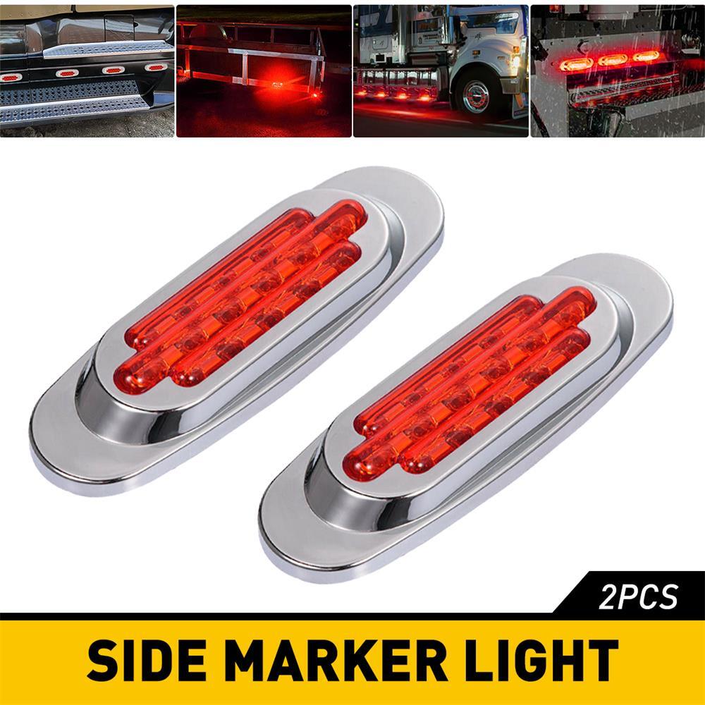 2Pcs Red LED Side Marker Lights Lamp 16-SMD For RV 12V Truck Trailer Accessories