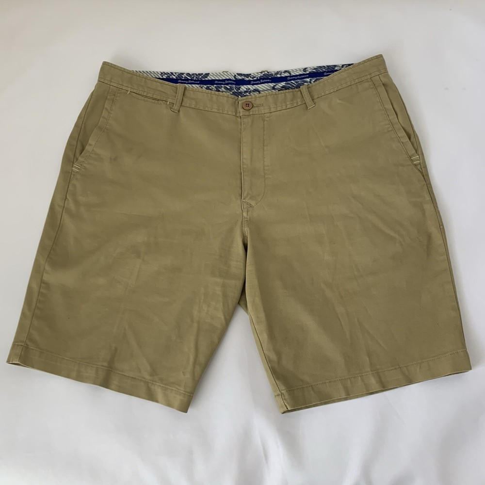 Tommy Bahama Shorts Men 40 Brown Khaki Chino Flat Front Golf Beach Nautical Work