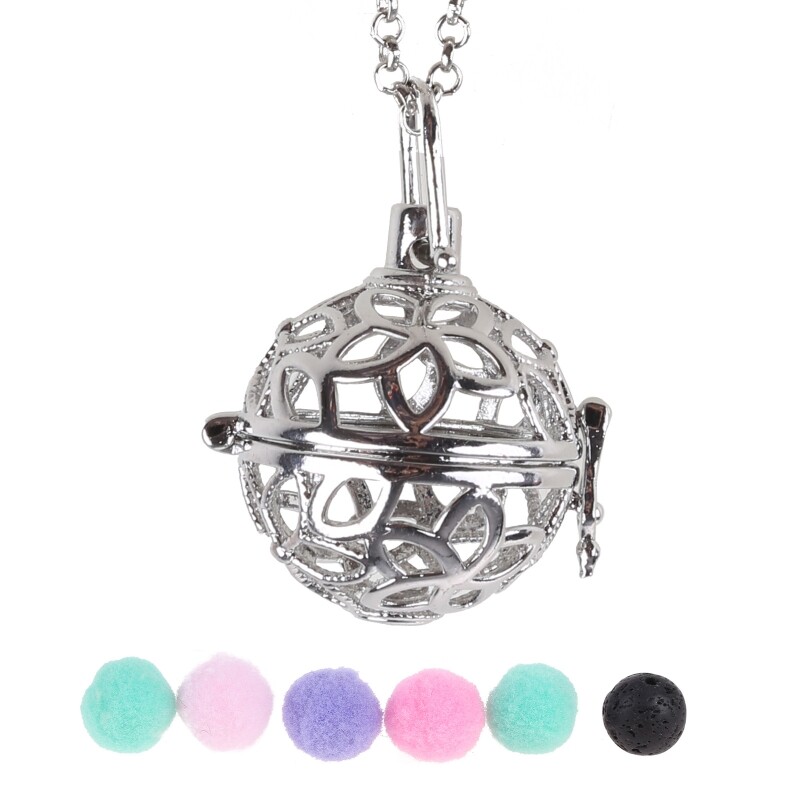 Aromatherapy Essential Oil Diffuser Locket Necklace with Lava Stone Beads