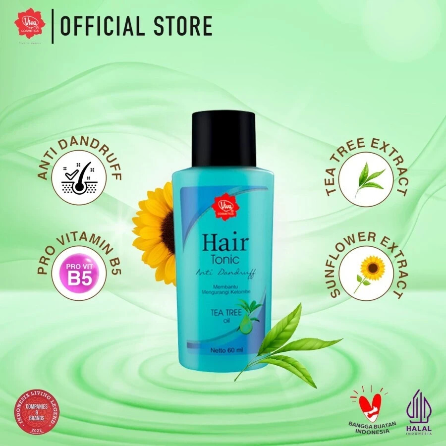 Viva Hair Tonic with Tea Tree Oil 60ml Anti-Dandruff Scalp Refresh Pro-Vitamin B5 for Healthy Hair