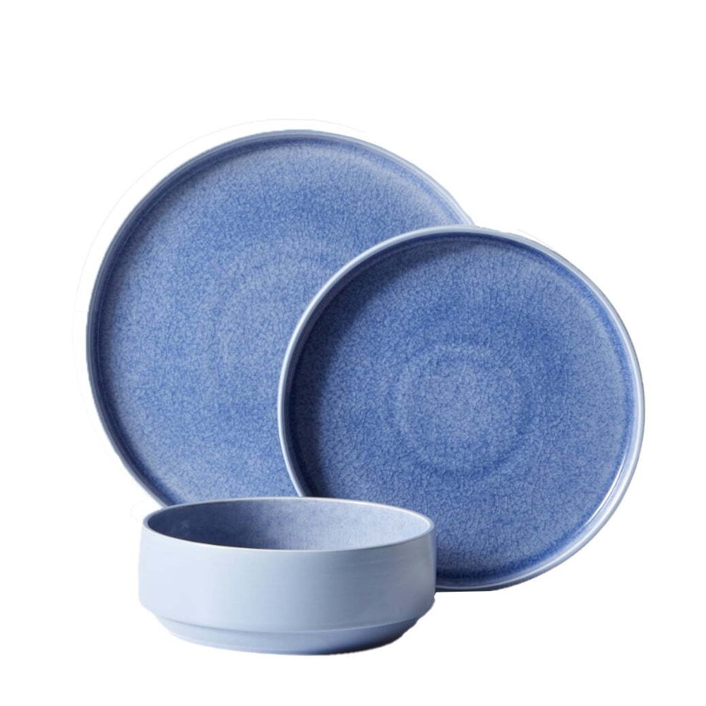 Better Homes Gardens Parker Blue Stoneware 12-Pc Dinnerware Set  