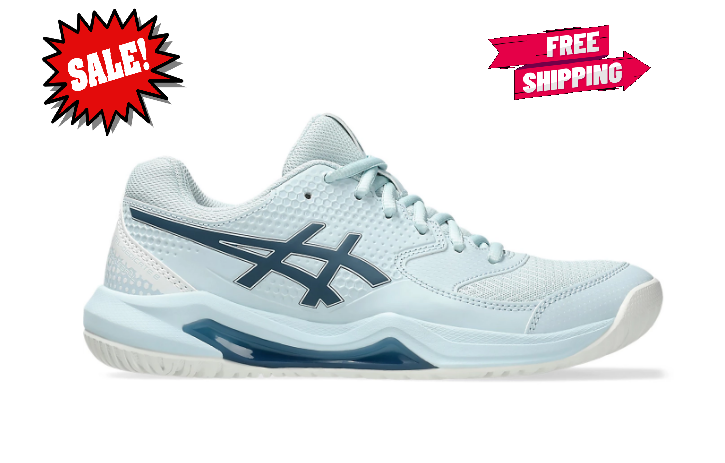 FASH SALE - Asics Womens Gel Dedicate 8 Pickleball Shoes - Cool Grey/Vintage Ind-image