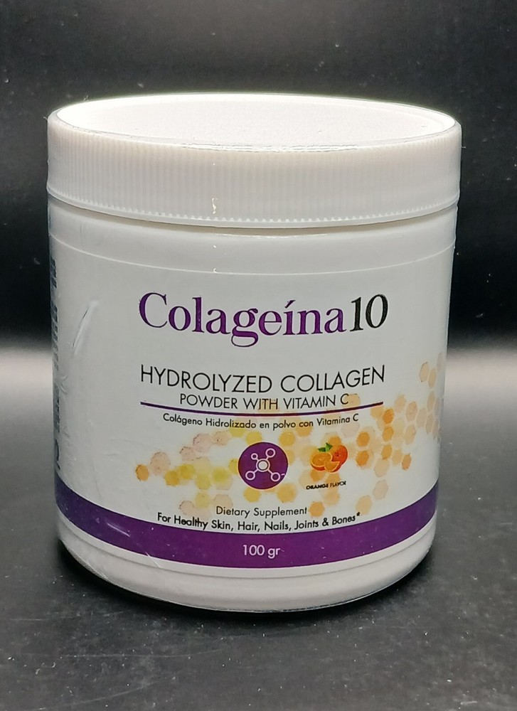 Colageina 10 Hydrolyzed  Collagen Powder Supplement. Made with Vitamin C. 3.5 oz